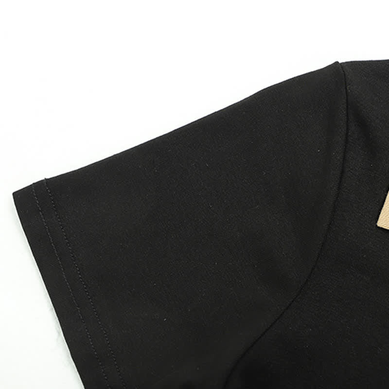 Set Pants Cargo Letter T-Shirt Print Top Crop