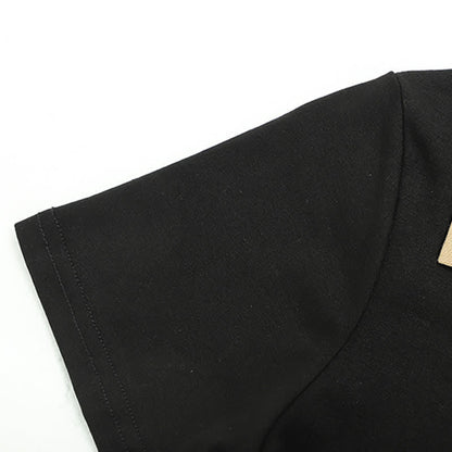 Set Pants Cargo Letter T-Shirt Print Top Crop