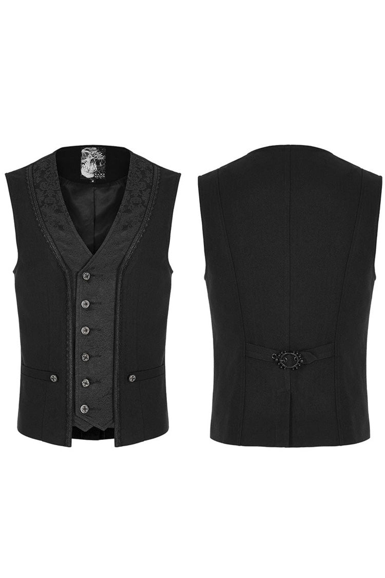 Gothic Jacquard V-Neck Embroidered Lace Short Waistcoat
