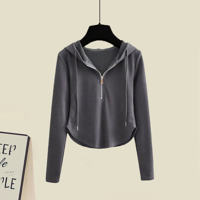 Zipper Hoodie Color Set Pants Pure Black