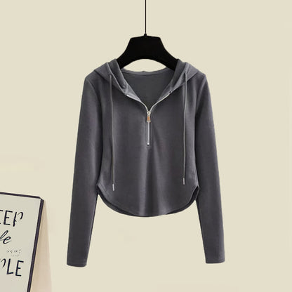 Zipper Hoodie Color Set Pants Pure Black