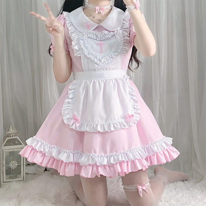 Ensemble robe lolita à volants et imprimé croix kawaii