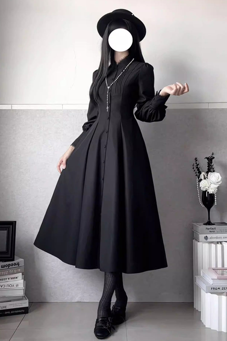 Long Puff Sleeves Gothic Elegant Dress - Astrea