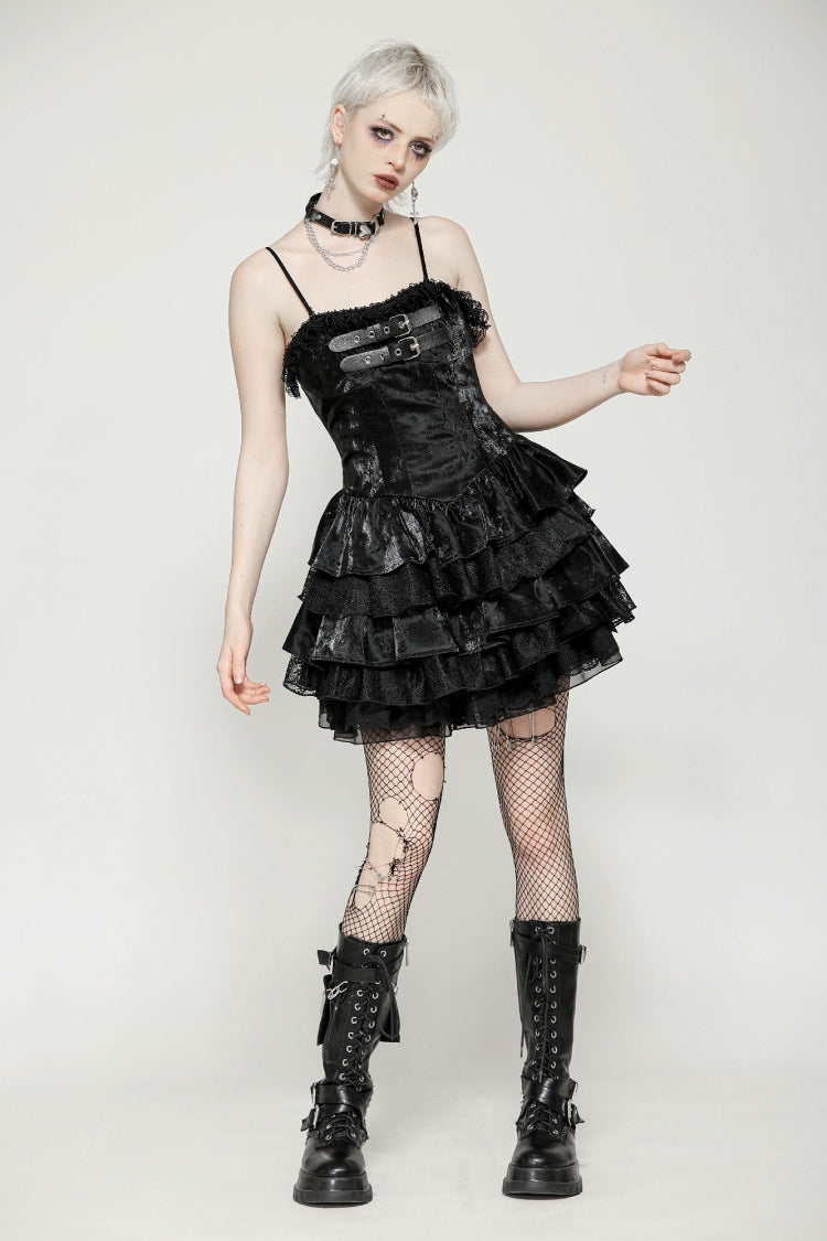 Ruffled Punk Slip Dress for Parties and Graduation