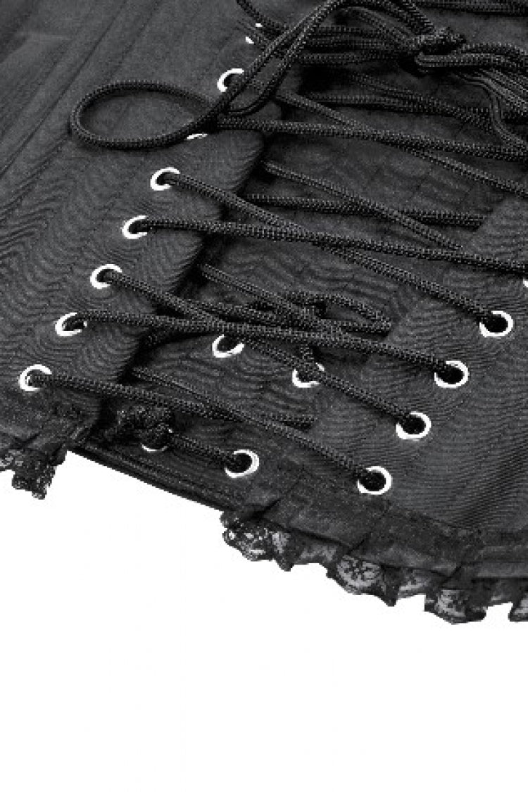 Underbust Corset with Lace-Up and Asymmetric Hem - NoirEdge