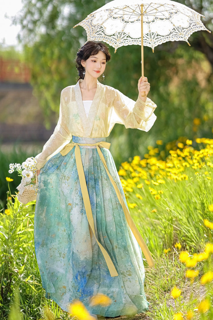 Long-Sleeved High-Waist Embroidered Hanfu Outfit Set