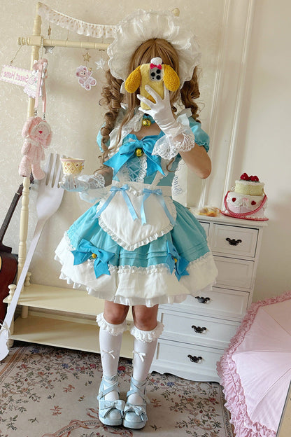 Sweet Lolita Skirt Set with Ruffle Bowknot and Bell Meow Design