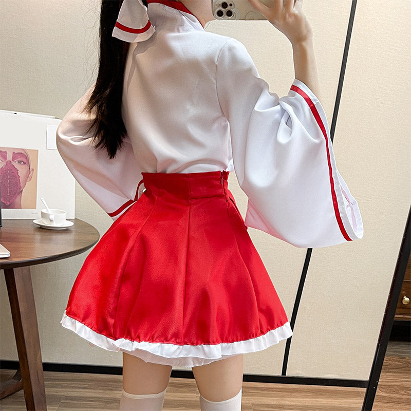 Cute Cosplay Big Bow Kimono Two Pieces Set