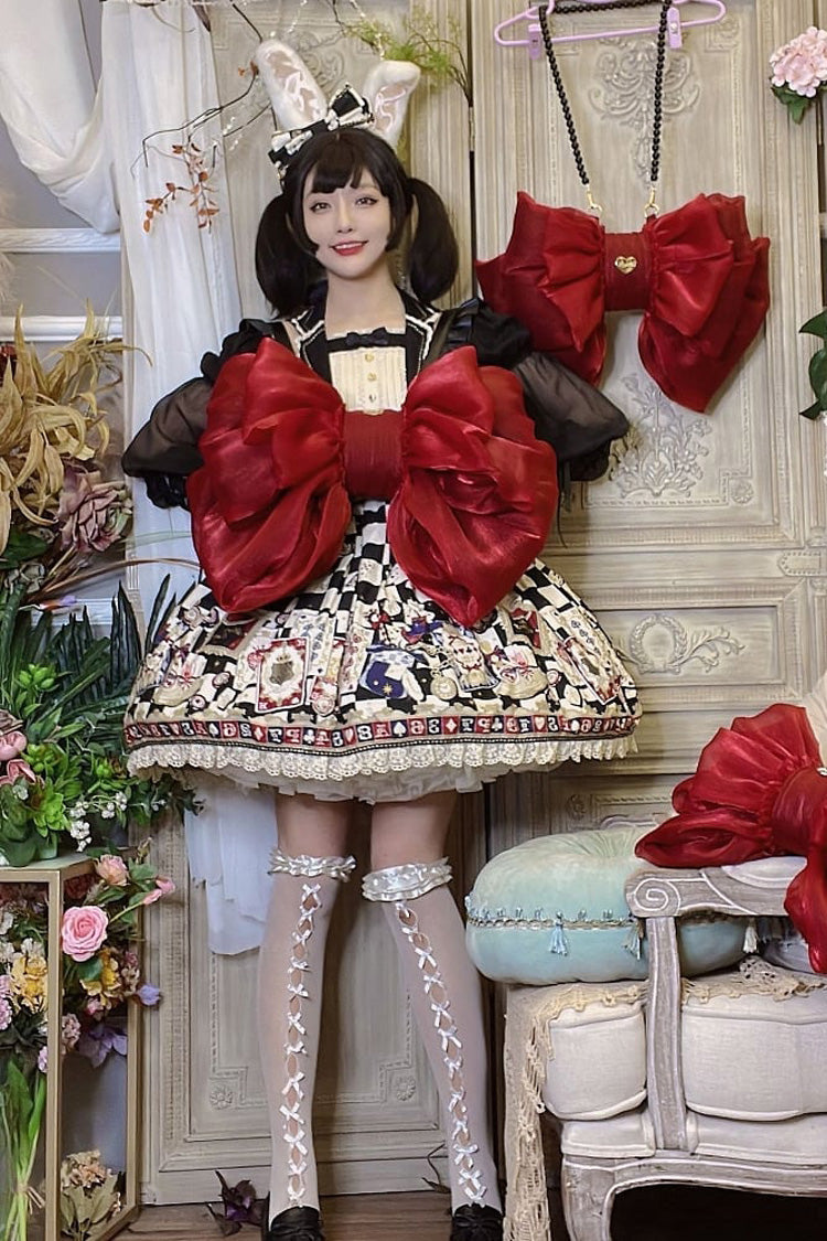 Grand sac à dos Lolita avec nœud rouge vin