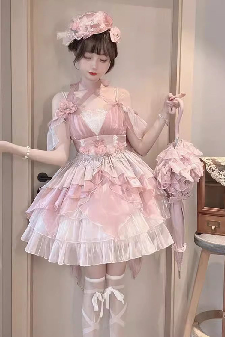 Fairy-Theme Multi-Tier Ruffle Bride Princess JSK Lolita Gown