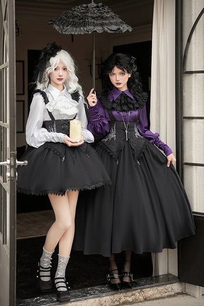 Embroidery Lace-Up Sleeveless Gothic Support Dress