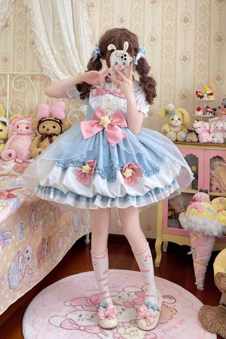 Little Wishing Star Ruffle Bowknot Jsk Dress - Sweet Lolita