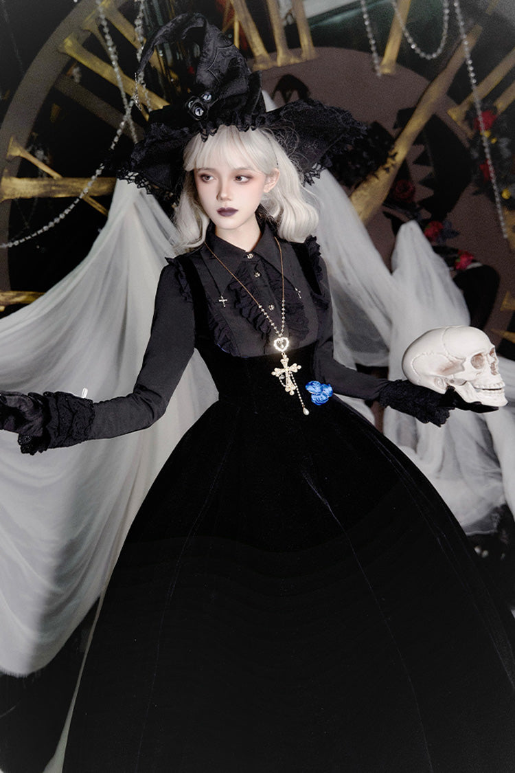 Gothic Lolita Night Poems Embroidery Fishbone Corset Dress