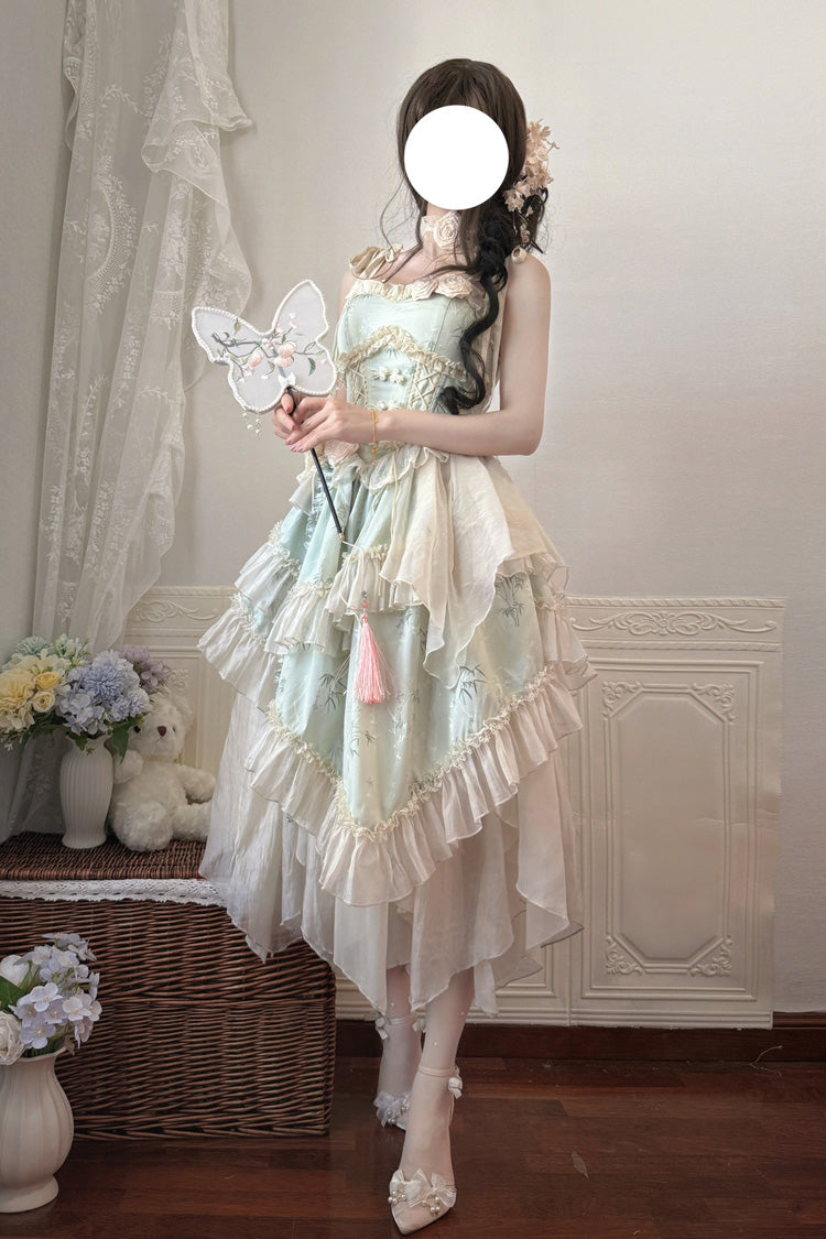 Emerald Chinese Ballet Lolita JSK Long Set - Tea Bamboo Song