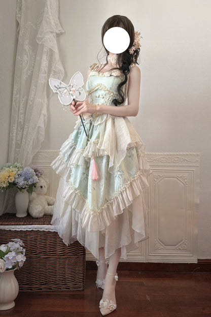 Emerald Chinese Ballet Lolita JSK Long Set - Tea Bamboo Song