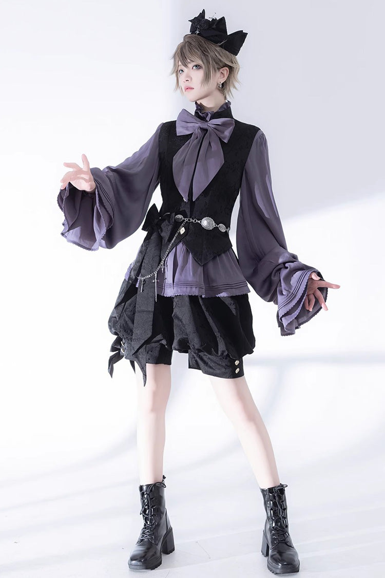 Ouji Vintage Gothic Rabbit-Hunt Print Lolita Shorts for Him