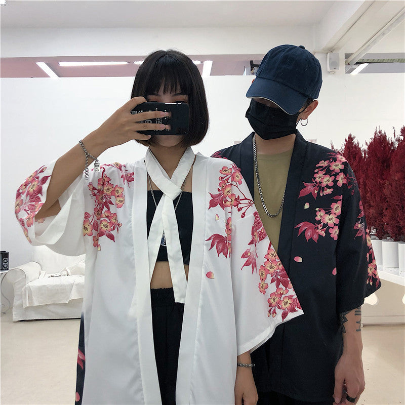 Black Fish Floral Kimono Outerwear Sun Protective