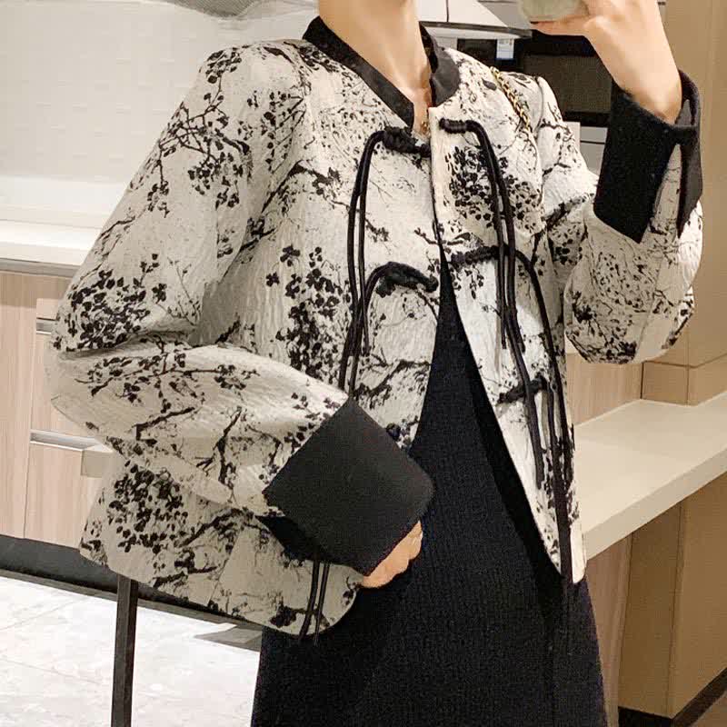 Vintage Floral Print Buckle Long Sleeve Shirt Vest