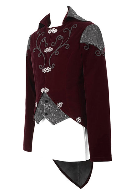 Vintage Embroidered Fake Two Pieces Gothic Coat for Men