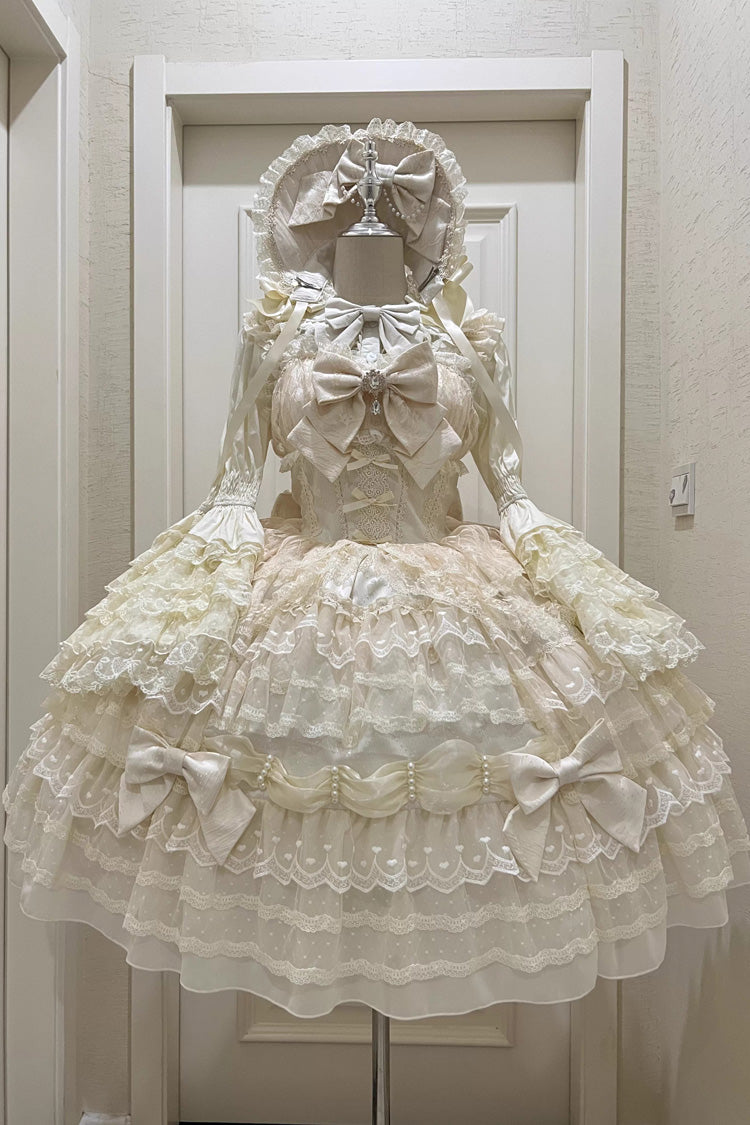 Beige Dream Prologue Doll Multi-Layered Bow Lace Dress