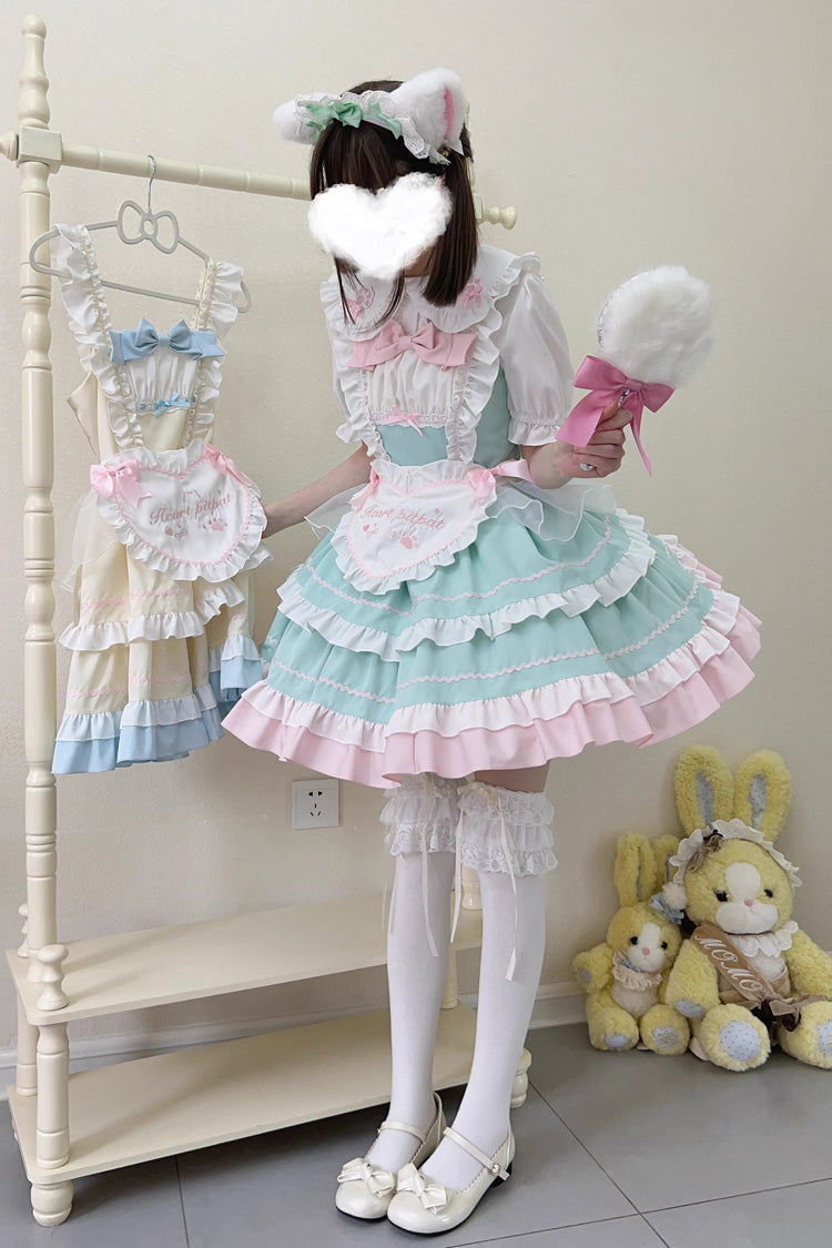 Cat-Ear Story Layered Ruffled Bowknot JSK Lolita Dress in Four Colors