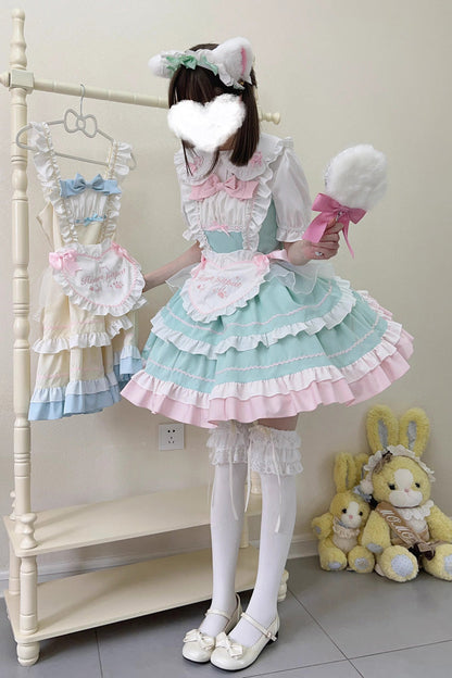 Cat-Ear Story Layered Ruffled Bowknot JSK Lolita Dress in Four Colors