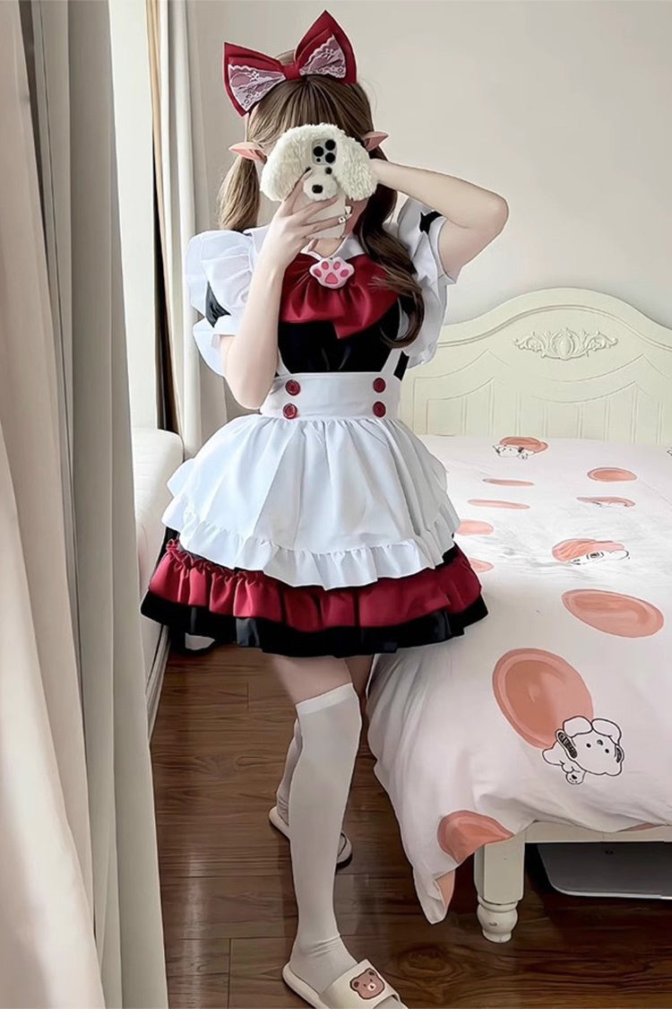 Vampire Bowknot Gothic Lolita Dress with Ruffled Sleeves - Noir