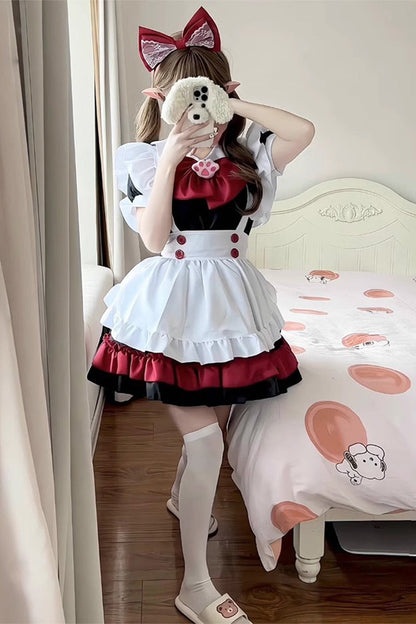 Vampire Bowknot Gothic Lolita Dress with Ruffled Sleeves - Noir