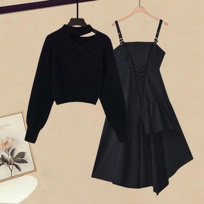 Slip Color Up Dress Lace Sweater Irregular Pure