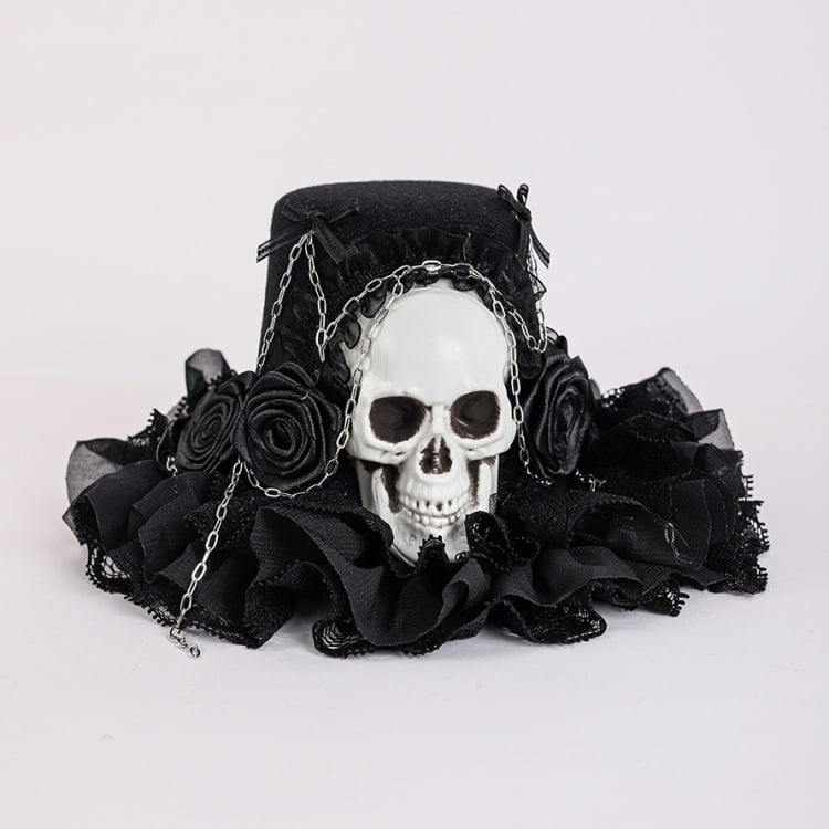 Black Floral Halloween Skeleton Hat