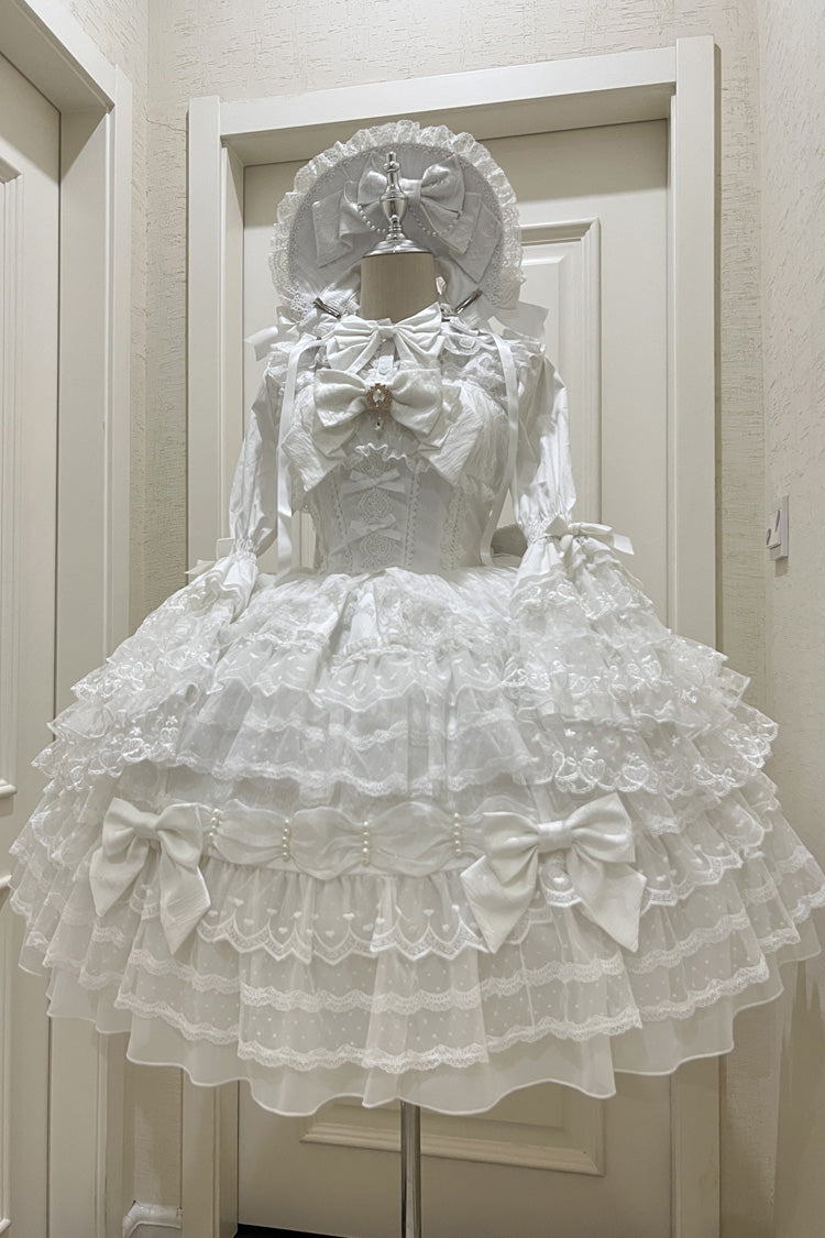 White Dream Prologue Doll Multi-Layered Bow Lace Dress