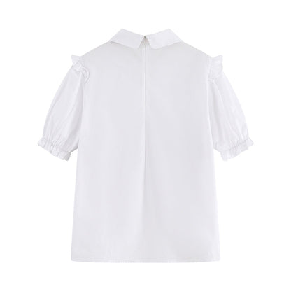 High Ruffled Set Bow T-Shirt Knot Skirt Waist