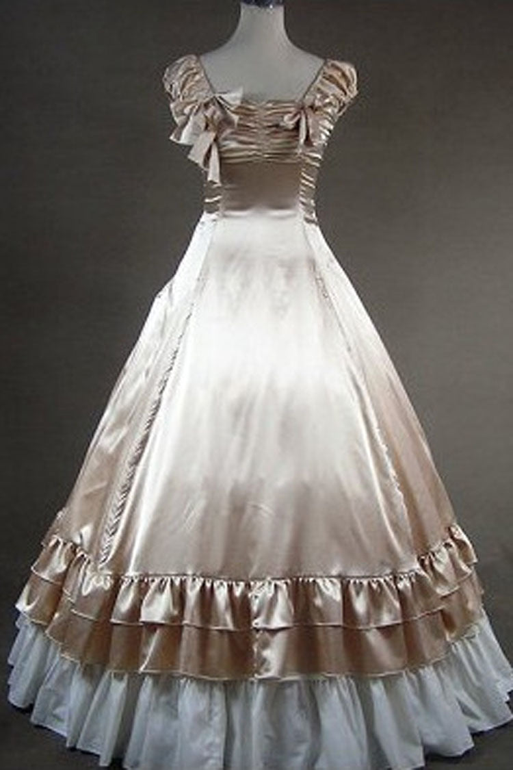 Cotton Cap Sleeve Layered Victorian Prom Dress