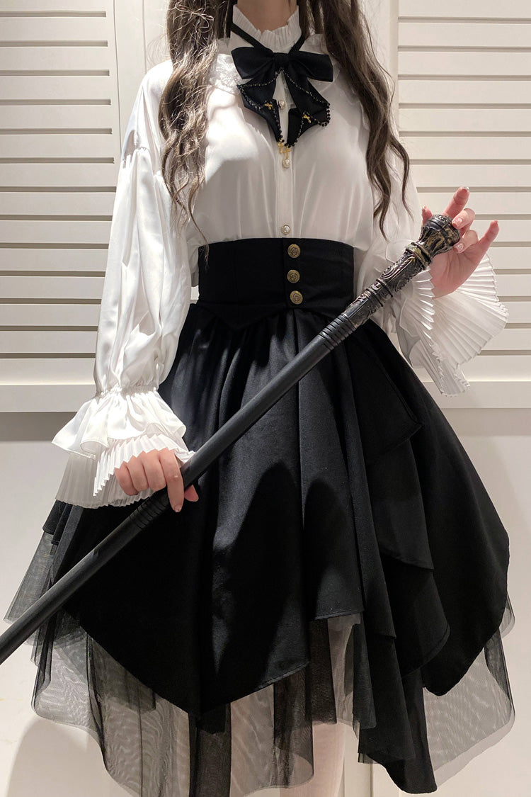 Mesh Asymmetric Black Gothic Japanese Lolita Skirt Design