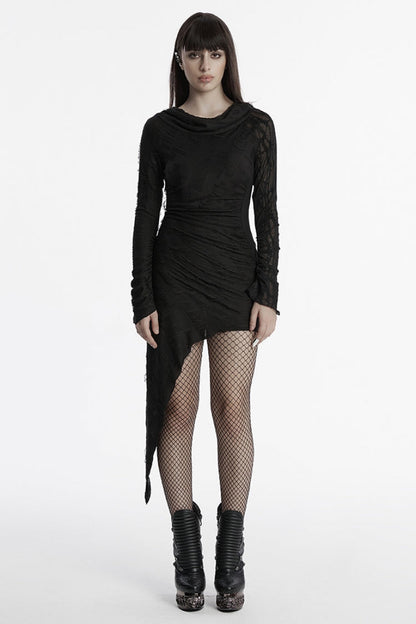 Irregular Hooded Ripped Asymmetric Punk Festival Dress