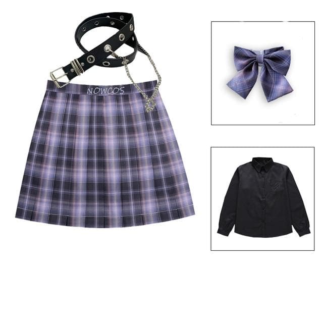 SpreePicky Plaid Pleated Skirts JK School Uniform Set SP15386