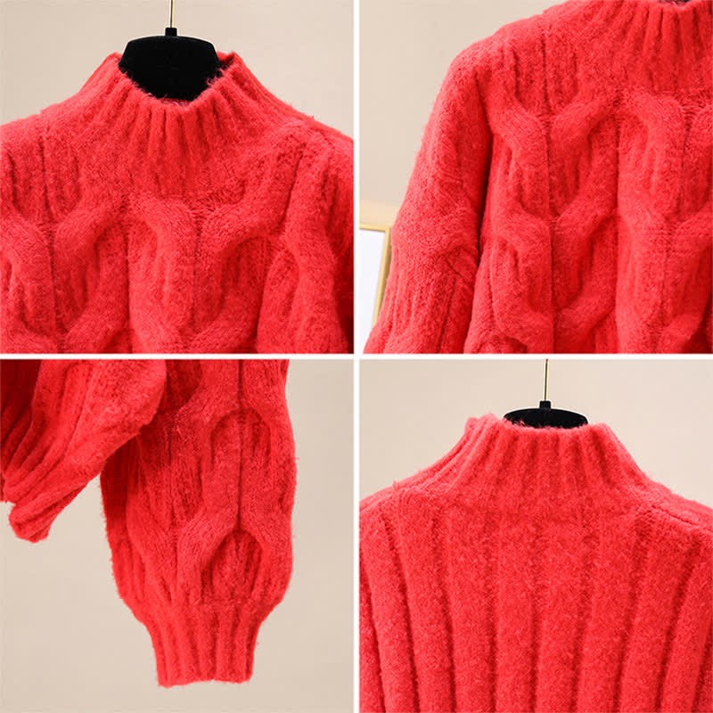 Two Color Sweater Chic Cable Dress Pure Pieces Slip