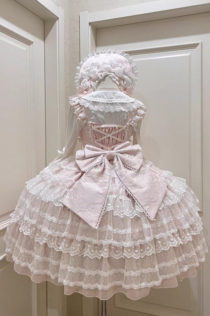 Pink Dream Prologue Doll Multi-Layered Bowknot Lace Sweet Princess Lolita Dress