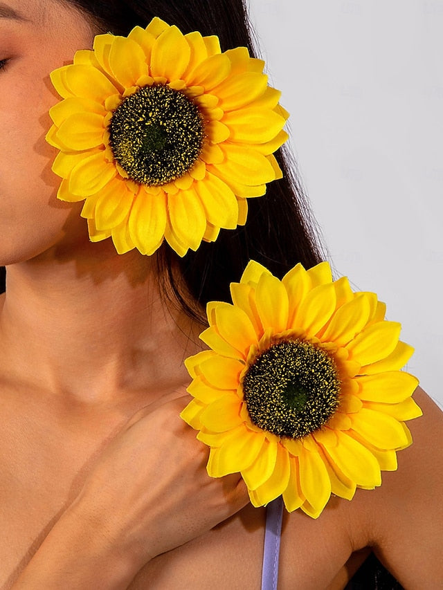 Flower Oversized Women's - Floral Drop Statement Earrings