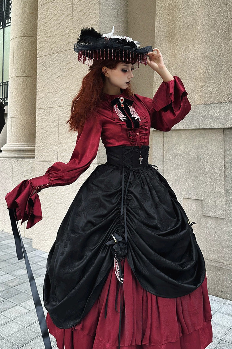 Moonlit Return Boned Gothic Elegant Lolita Skirt - Noir