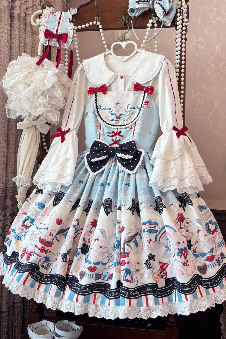 Sleeveless Ruffle Bow Lace JSK with Print