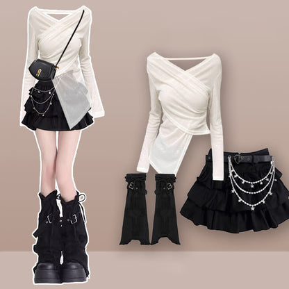 Cami Hollow Pieces Skirt Set Four Out Belt Leg Gaiters Top