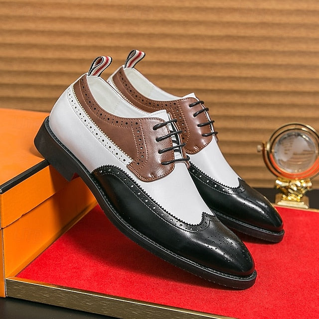 Dress Men's Wingtip White Oxford with Shoes Brown and