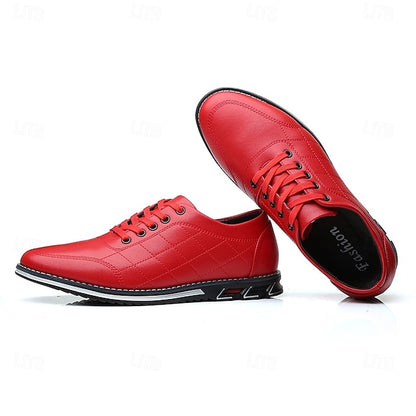 Men's Quilted Blue Faux Leather Sneakers - Stylish Lace-Up