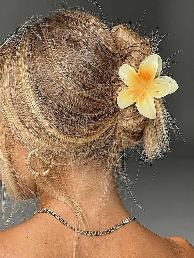 Tropical 6PCS Plumeria Resin Hawaiian Hair – Flower Clips
