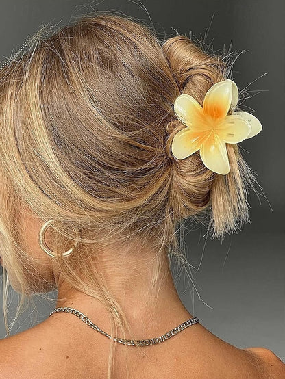 Tropical 6PCS Plumeria Resin Hawaiian Hair – Flower Clips