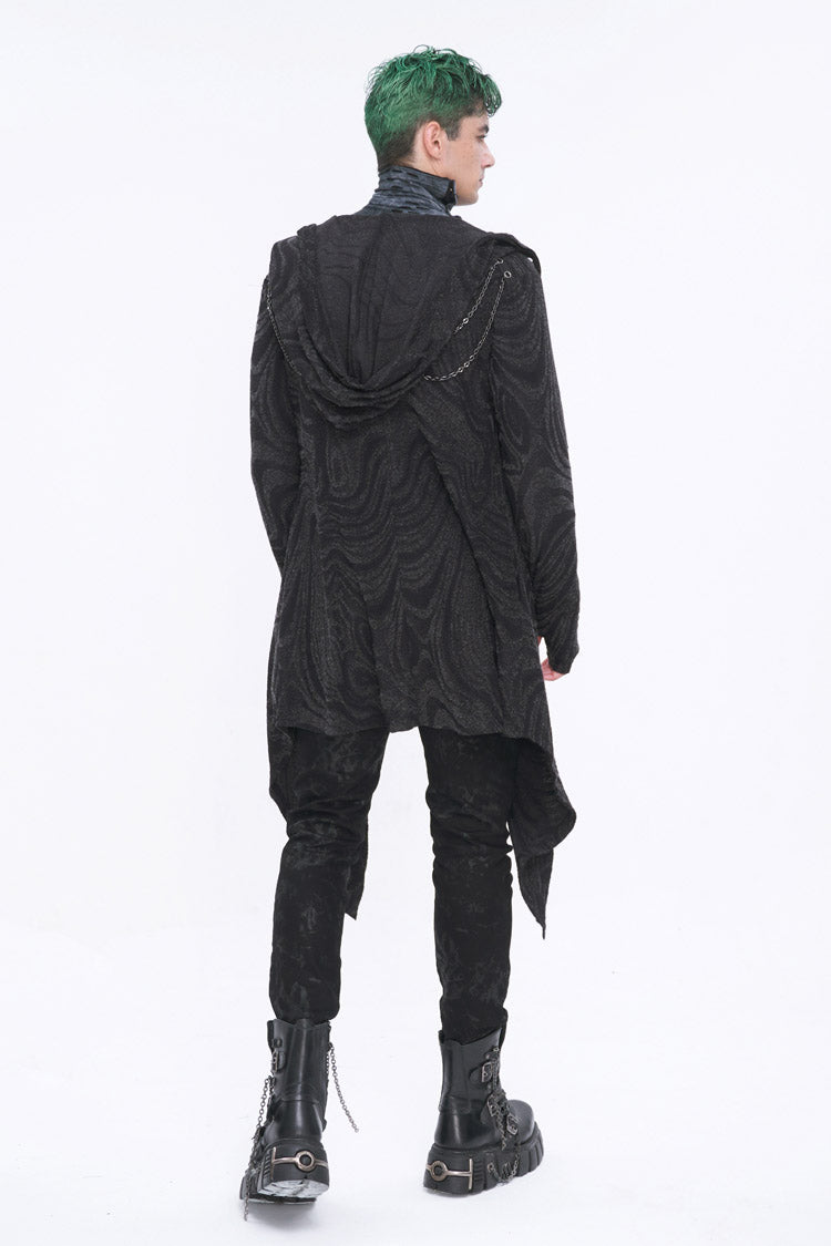 Gothic Hooded Coat with Multi-Chain Back Detail