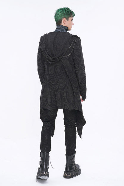 Gothic Hooded Coat with Multi-Chain Back Detail