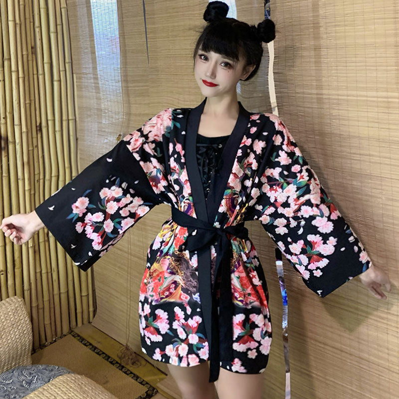 Vêtements d'extérieur kimono vintage pour fille animée