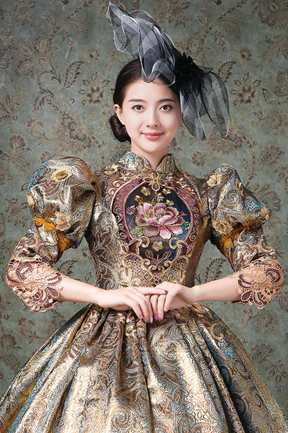 Hollow Floral Embroidered Half Sleeve Dress